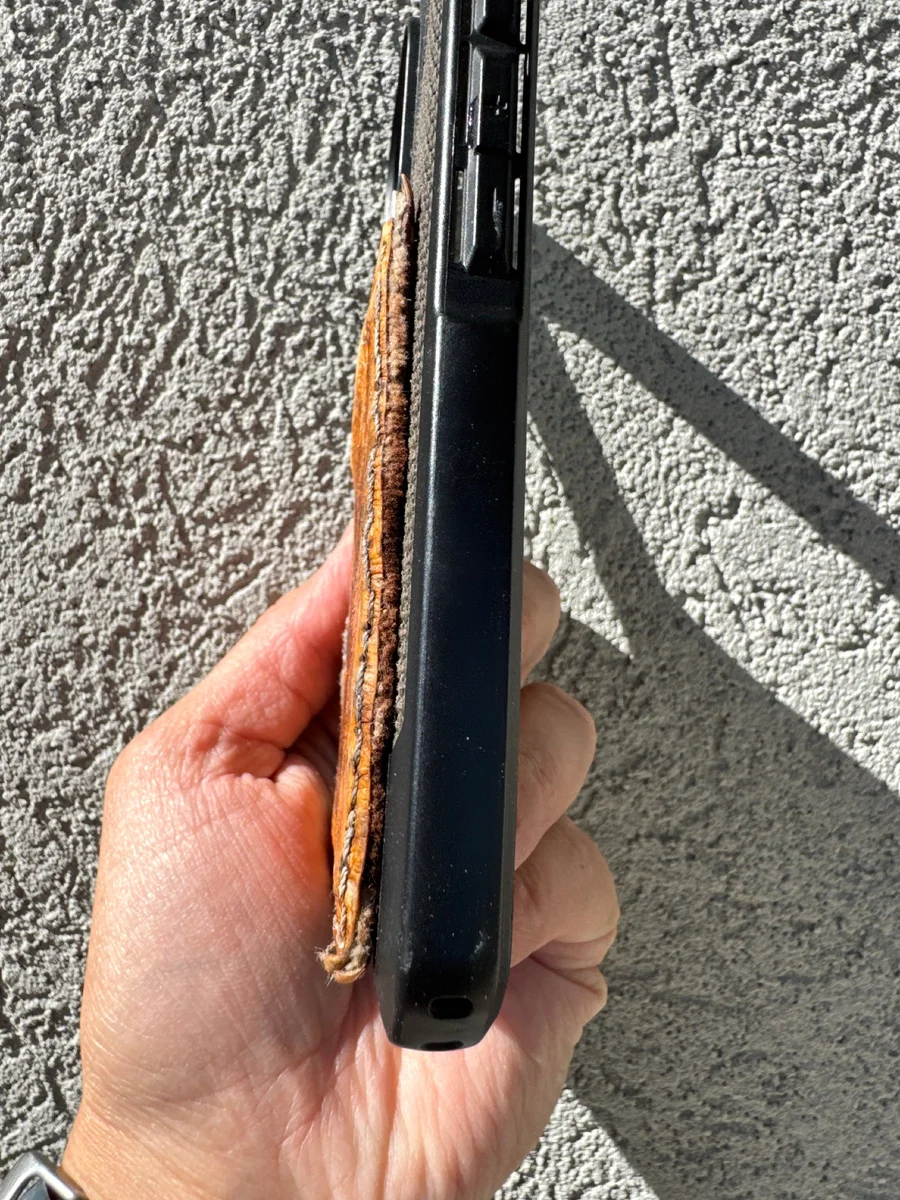 Genuine Ostrich Leather Phone Card Wallet – Handmade Leather Card Holder (Brown) — leather — photo 5